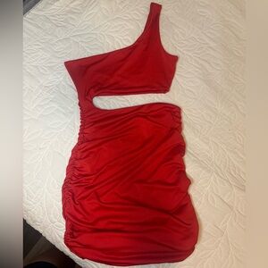 SHEIN Vibrant Red One-Shoulder Dress